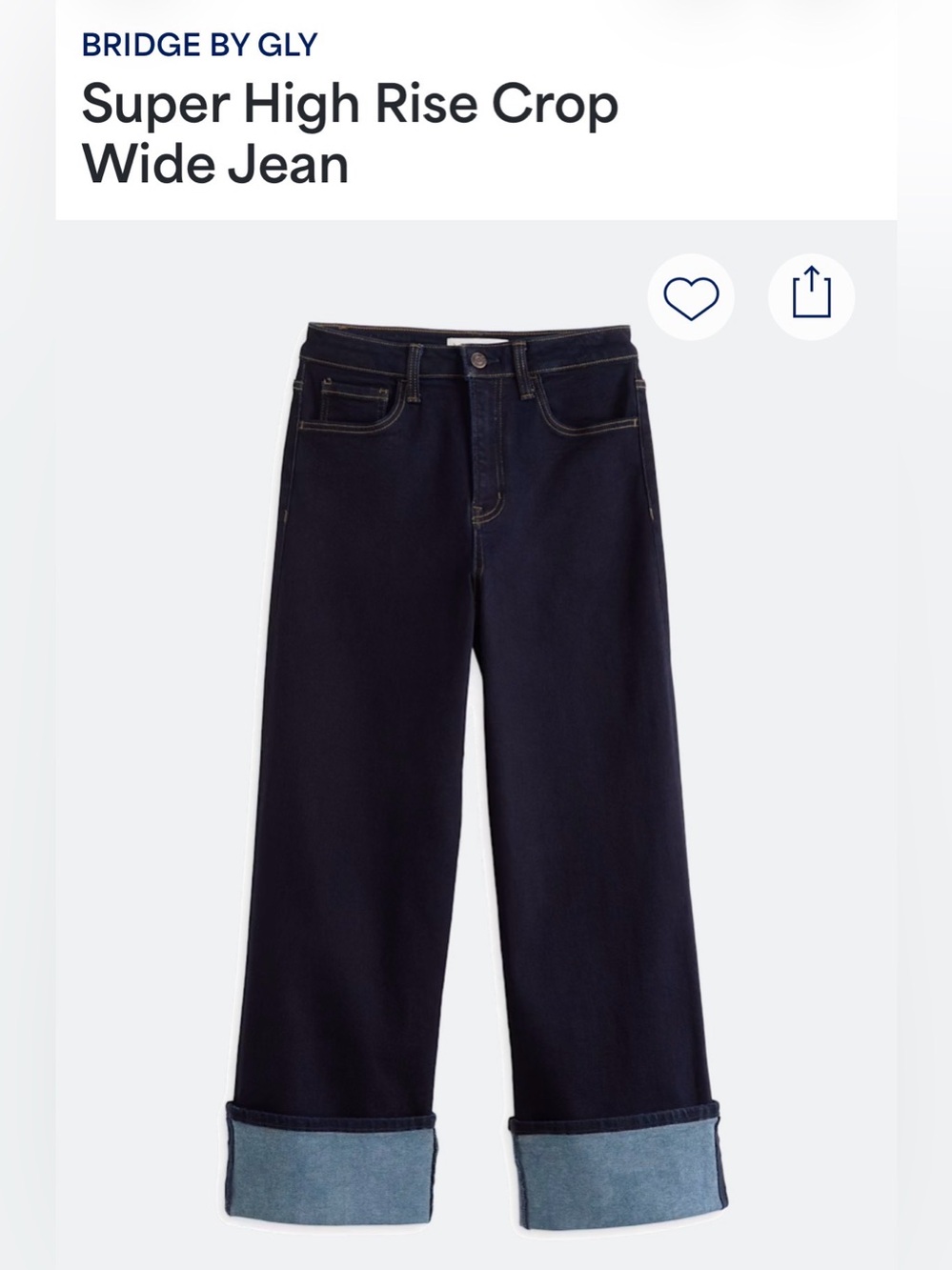 Super High Rise Crop Wide Jean - Dark Indigo